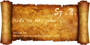 Szőts Nándor névjegykártya